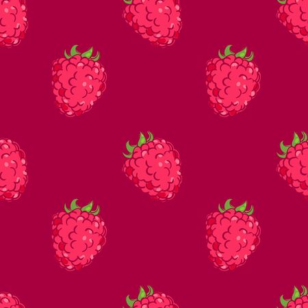 vector seamless wallpaper pattern with the image of the berries raspberriesのイラスト素材