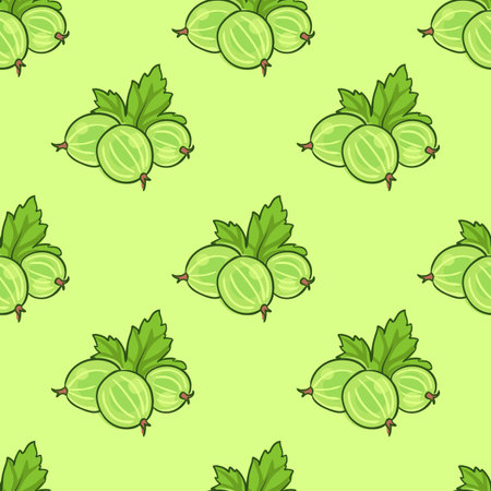 vector seamless wallpaper pattern with the image of the berries gooseberriesのイラスト素材