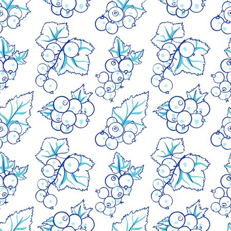 vector seamless wallpaper with images of currant in doodle stileのイラスト素材