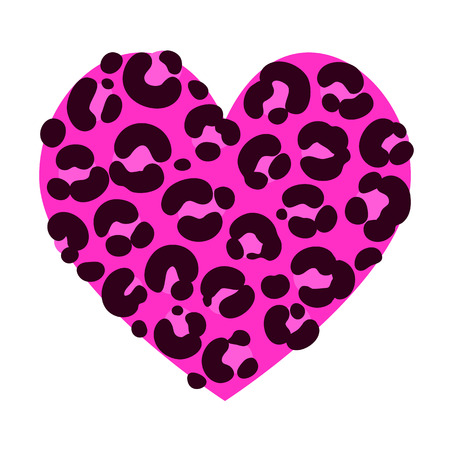 vector image of a heart with leopard coloring, printing for garment, tops, t-shirtsのイラスト素材