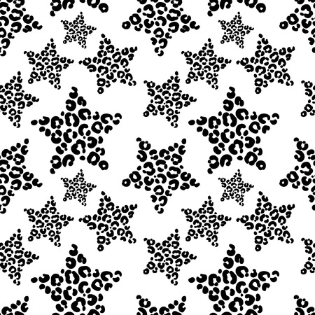 vector pattern, seamless wallpaper with stars in leopard spotsのイラスト素材