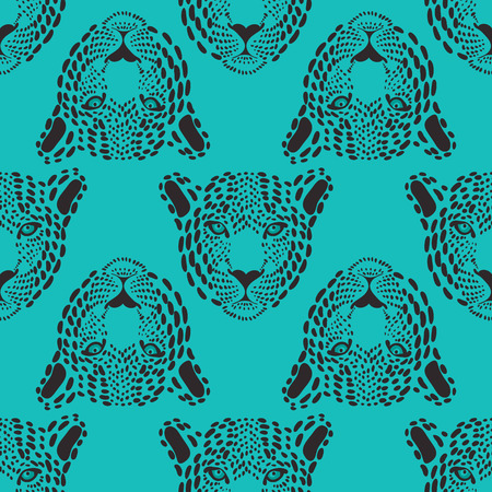  pattern, seamless Wallpaper with a picture of the muzzle of the leopardのイラスト素材