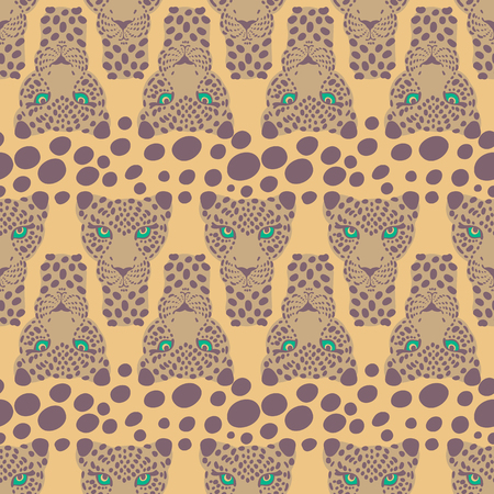  pattern, seamless Wallpaper with a picture of the muzzle of the leopardのイラスト素材