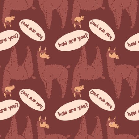vector pattern, seamless wallpaper with the image of a fluffy lama, alplacaのイラスト素材