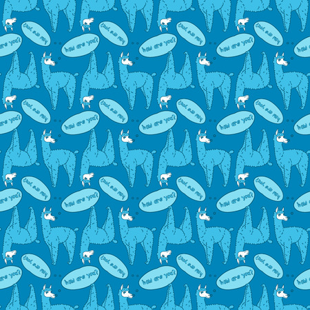 vector pattern, seamless wallpaper with the image of a fluffy lama, alplacaのイラスト素材