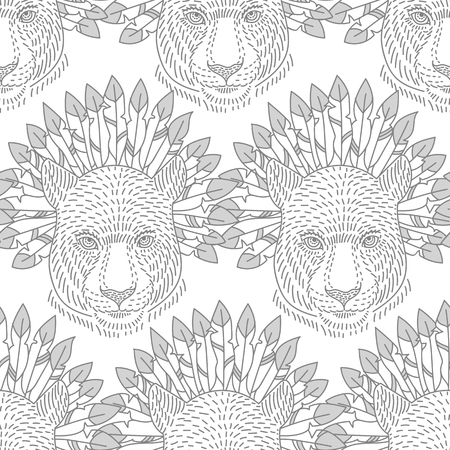 vector illustration of a hungry leopard style doodle art with the inscription drawing to print on a T-shirtのイラスト素材