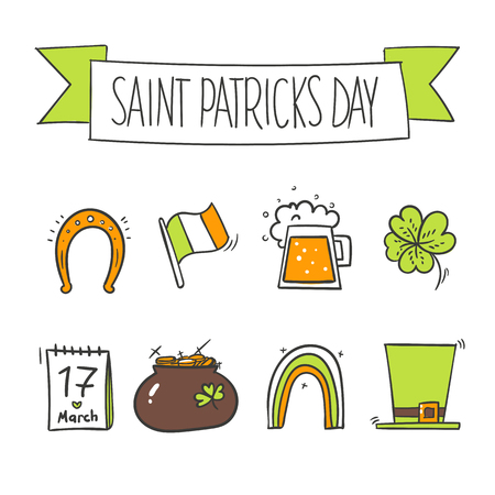 icons for St. Patrick's day Doodle styleのイラスト素材