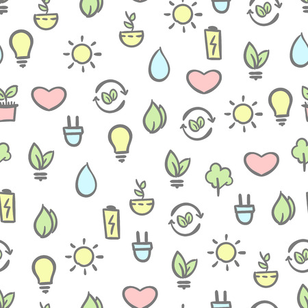 pattern of vector on the theme of ecology and nature, water, air,sun, energyのイラスト素材