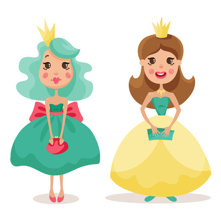 collection of beautiful princesses in elegant dressesのイラスト素材