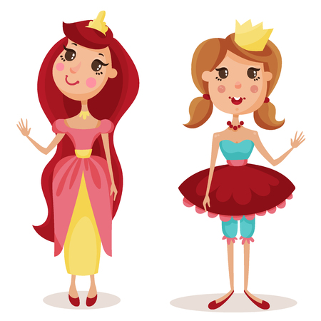 collection of beautiful princesses in elegant dressesのイラスト素材