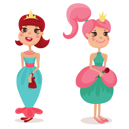 collection of beautiful princesses in elegant dressesのイラスト素材