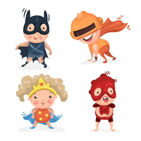 cute superhero kidsのイラスト素材