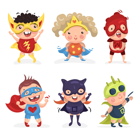 cute superhero kidsのイラスト素材