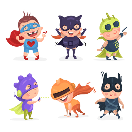 cute superhero kidsのイラスト素材