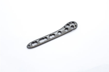 An Distal fibula Plate isolated on the white background. Olecranon plate is used to fix a fractured a ankle bone joint.の写真素材