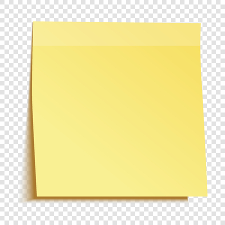 Yellow sticky note isolated on transparent background. Template for your projects. Vector illustration.のイラスト素材