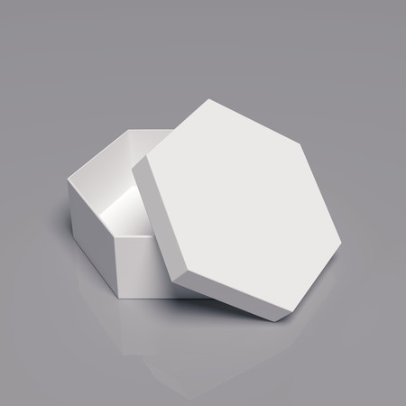 Blank cardboard box template on a grey background, packaging collection, 3D renderingの写真素材
