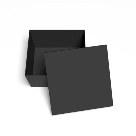 Blank cardboard box template on a grey background, packaging collection, 3D renderingの写真素材