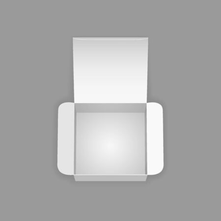 Opened white cardboard box isolated on gray background,, vector illustrationのイラスト素材