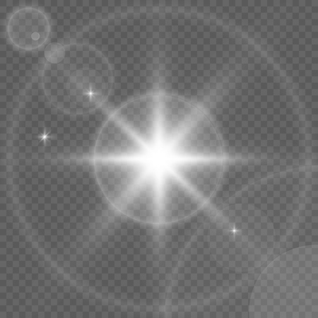 Round glow light illustration vector transparent sunlight special lens flare effect.のイラスト素材