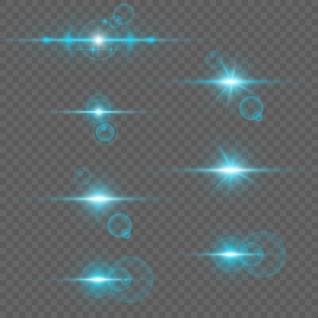 Collection of light effects. Vector transparent sunlight special lens flare effect.のイラスト素材