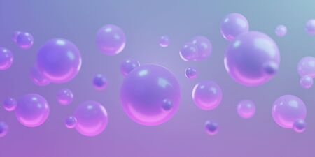 Abstract background with flying spheres, 3D renderingの写真素材