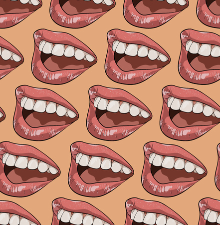 A woman's mouth. Ajar. Calling. Illustration. Patter.の写真素材