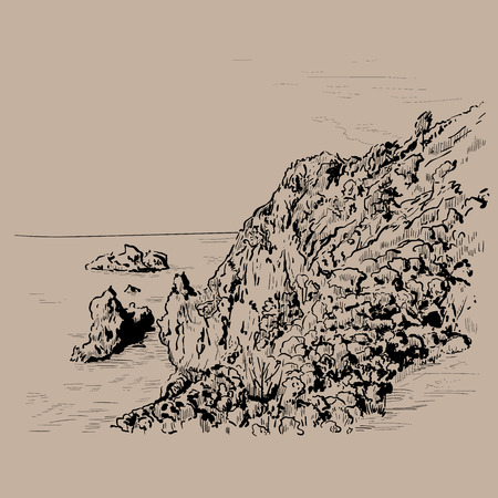 Picture of the coast of Corfu Kerkyra island Greeceのイラスト素材