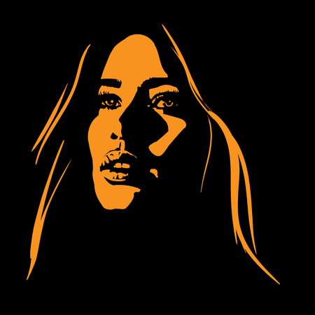 Woman face in contrast light. Vector. Illustrationのイラスト素材
