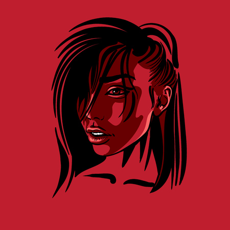 Beautiful girl portrait. Vector Illustrationのイラスト素材