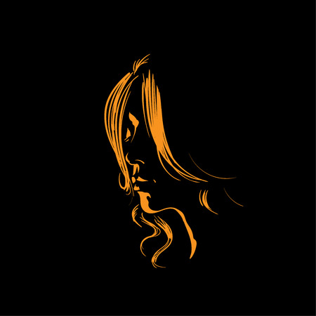 Woman face silhouette in back light.のイラスト素材