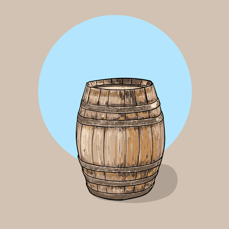 Old wooden barrel. Container Wine Illustration.のイラスト素材