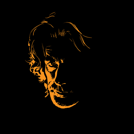 Man portrait silhouette in backlight. Vector. Illustration.のイラスト素材
