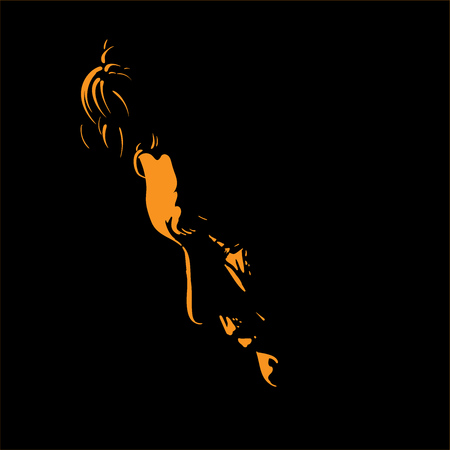 Man portrait silhouette in backlight. Contrast face. Illustration.のイラスト素材