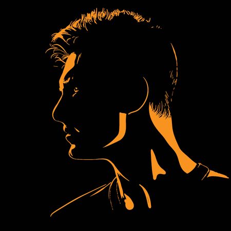 Man portrait silhouette in contrast backlight. Vector.のイラスト素材