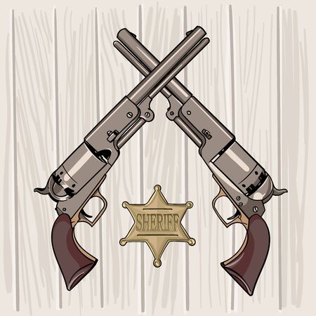 Colt Model 1848 Dragoon. Two Revolversのイラスト素材