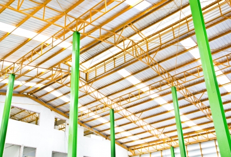 Metallic structure in the roof of a warehouseのeditorial素材