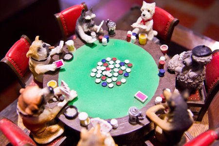 dog models around poker table