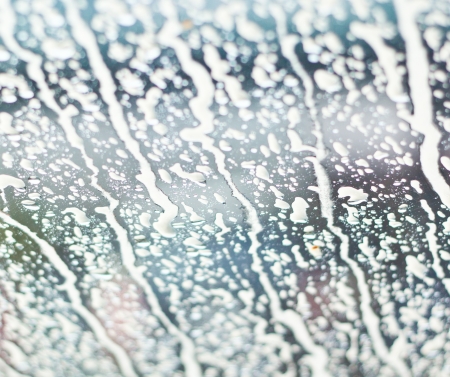 shampoo bubble on car windowの写真素材