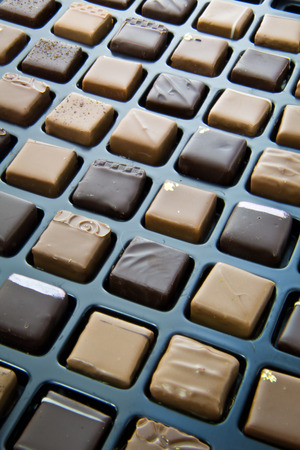 Handmade luxury chocolate in a boxの写真素材