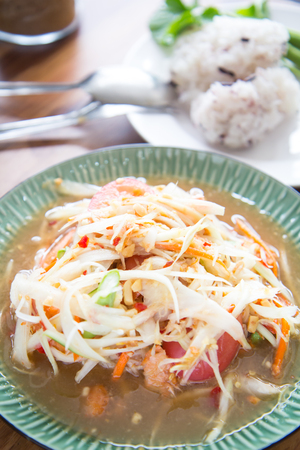 Hot and spicy papaya salad, Thai foodの写真素材