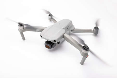Drone with camera on white background , Folding Drone or mini droneの写真素材