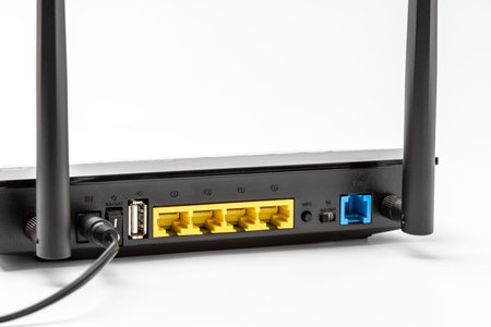 Wireless modem router on white isolated background