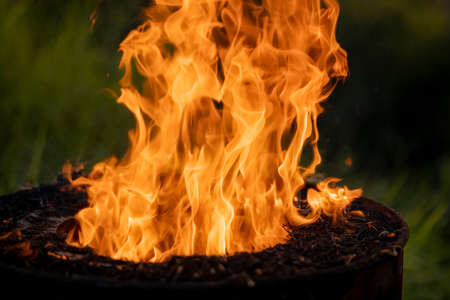 The flames of fire from the smokeless waste incinerator  Reduce pollution conceptの写真素材