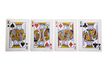 Bangkok,Thailand-October20,2021 : Four Kings figures are inside a playing card frame white...