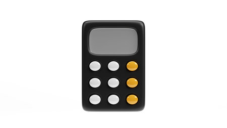 3D rendering of minimal calculator on white background, Money financial icon concept