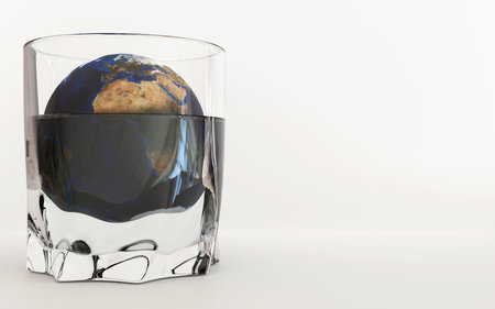 3D rendering the eart in glass the greenhouse effect, global warming, air pollution conceptの写真素材