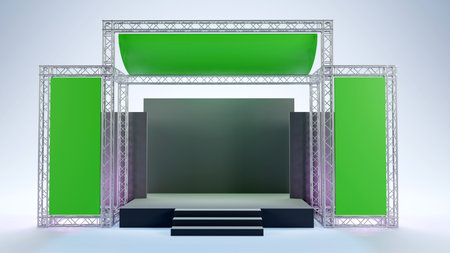 3D rendering of the stage show and truss construction with blank screen for concert performance, Business conceptの写真素材