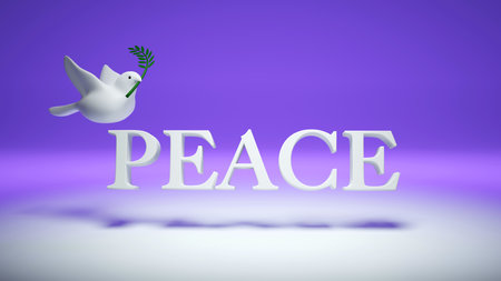 3D rendering of dove bird peace symbol stop war, no war and world peace conceptの写真素材