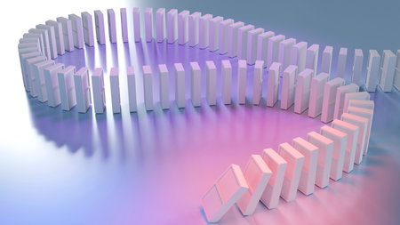 3D rendering of domino effect, financial and banking crisis, Economy and business downfall conceptの写真素材